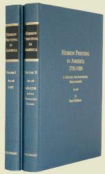 9781599756851: Hebrew Printing In America, 1735-1926: A History And Annotated Bibliography.