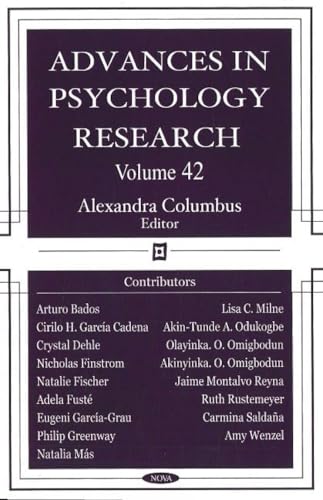 Imagen de archivo de Advances in Psychology Research a la venta por PBShop.store US