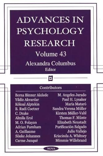 Imagen de archivo de Advances in Psychology Research a la venta por PBShop.store US