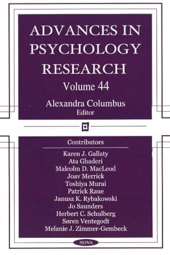 Imagen de archivo de Advances in Psychology Research a la venta por PBShop.store US