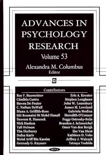 Beispielbild fr Advances in Psychology Research, Vol. 53 zum Verkauf von Books Puddle