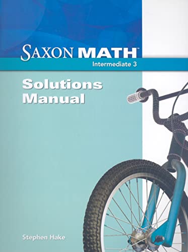 Stock image for Saxon Math Intermediate 3 Solution Manual 1st Edition for sale by SecondSale
