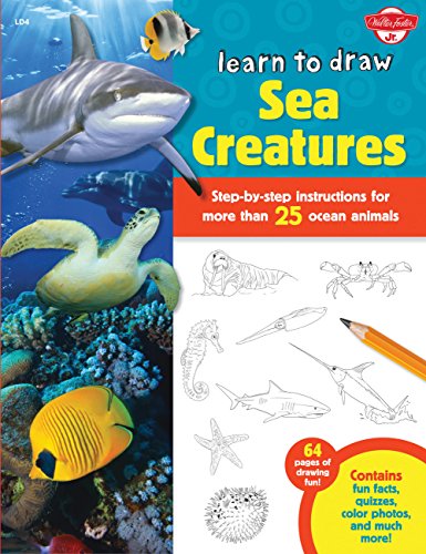 Beispielbild fr Learn to Draw Sea Creatures: Step-by-step instructions for more than 25 ocean animals - 64 pages of drawing fun! Contains fun facts, quizzes, color photos, and much more! zum Verkauf von Wonder Book