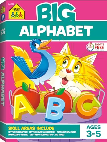 Stock image for School Zone - Big Alphabet Workbook - Ages 3 to 5, Preschool to Kindergarten, Beginning Writing, Tracing, ABCs, Upper and Lowercase Letters, and More (School Zone Big Workbook Series) for sale by SecondSale