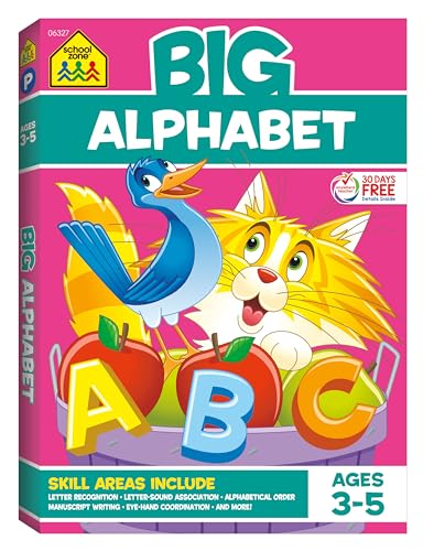 9781601590169: School Zone - Big Alphabet Workbook - 320 Pages, Ages 3 to 5, Preschool to Kindergarten, Beginning Writing, Tracing, ABCs, Upper and Lowercase Letters, and More (School Zone Big Workbook Series)