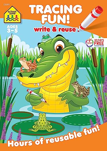 Stock image for School Zone - Tracing Fun! Write and Reuse Workbook - Ages 3 to 5, Preschool through Kindergarten, Letters and Pre-Writing, Numbers, Shapes, Wipe Clean (School Zone Write and Reuse Book Series) for sale by Gulf Coast Books