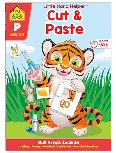 Stock image for School Zone Cut & Paste Skills Workbook: Little Hands Helper  Book Series for Ages 3-5, Preschool, Kindergarten, Scissor Cutting, Glue, Stickers, Counting, Puzzles, and More for sale by Reliant Bookstore