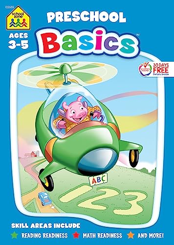 Stock image for School Zone - Preschool Basics Workbook - 96 Pages, Ages 3 to 5, Alphabet, Numbers, Counting, Beginning Sounds, Classifying, and More (School Zone BasicsT Workbook Series) (Super Deluxe Workbook) for sale by SecondSale
