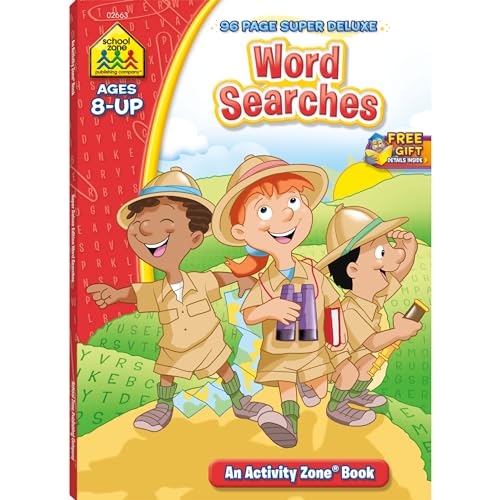 Stock image for School Zone - Word Searches Workbook - 96 Pages, Ages 8+, 3rd Grade, Reading, Vocabulary, Geography, Map Reading, History, and More (School Zone Activity Zone Workbook Series) (96-Page Workbooks) for sale by SecondSale