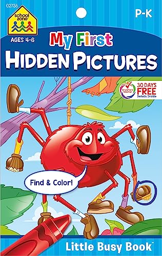 9781601592514: School Zone - My First Hidden Pictures Workbook - Ages 4 to 6, Preschool to Kindergarten, Activity Pad, Search & Find, Picture Puzzles, Coloring, and More (School Zone Little Busy Book™ Series)