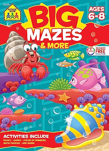 Beispielbild fr School Zone - Big Mazes & More Workbook - 320 Pages, Ages 6 to 8, 1st Grade, 2nd Grade, Learning Activities, Math Puzzles, Games, Color By Numbers, and More (School Zone Big Workbook Series) zum Verkauf von BooksRun
