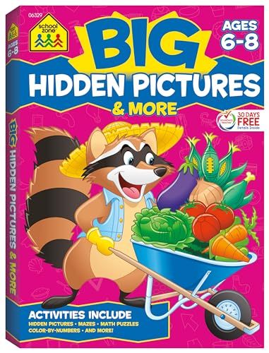 Beispielbild fr School Zone - Big Hidden Pictures & More Workbook - 320 Pages, Ages 6 to 8, 1st Grade, 2nd Grade, Search & Find, Picture Puzzles, Hidden Objects, Mazes, and More (School Zone Big Workbook Series) zum Verkauf von BooksRun