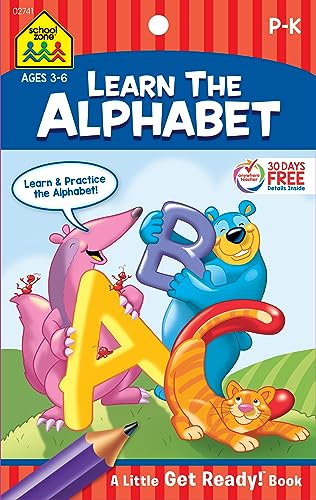 Stock image for School Zone - Learn The Alphabet Workbook - Ages 4 to 6, Preschool, Kindergarten, Letter Sounds, Uppercase & Lowercase Letters, Tracing, and More (School Zone Little Get Ready!? Book Series) for sale by Your Online Bookstore