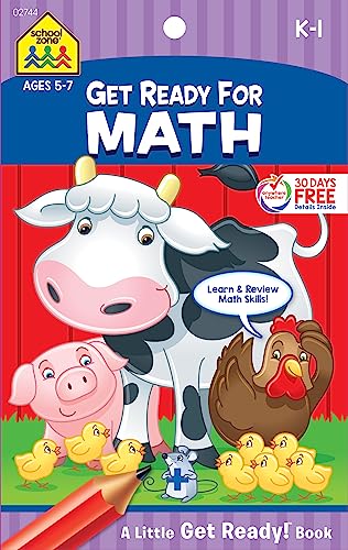 Stock image for School Zone - Get Ready for Math Workbook - Ages 5 to 7, Kindergarten, 1st Grade, Numbers 0-12, Counting, Addition, Subtraction, and More (School Zone Little Get Ready!? Book Series) for sale by Irish Booksellers