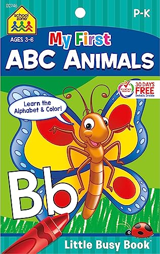 Stock image for School Zone - My First ABC Animals Workbook - Ages 3 to 6, Preschool to Kindergarten, Activity Pad, Letters, Alphabet, Animal Names, and More (School Zone Little Busy BookT Series) for sale by SecondSale