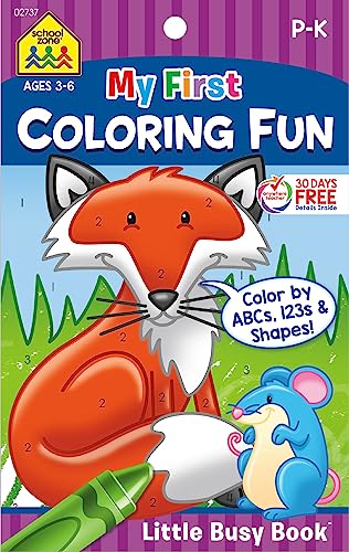 Beispielbild fr School Zone - My First Coloring Fun Workbook - Ages 3 to 6, Preschool to Kindergarten, Numbers, Counting, Letters, Alphabet, Shape Identification, and More (School Zone Little Busy Book? Series) zum Verkauf von Ergodebooks