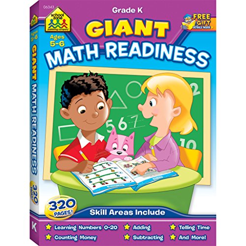 Imagen de archivo de School Zone - Giant Math Readiness Workbook - 320 Pages, Ages 5 and 6, Kindergarten, Numbers 0-20, Counting, Shapes, Patterns, Money, Time, and More (School Zone Giant Workbook Series) a la venta por Reliant Bookstore