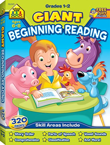 Stock image for School Zone - Giant Beginning Reading Workbook - Ages 6 to 8, 1st Grade, 2nd Grade, Story Order, Vowels, Parts of Speech, Comprehension, Word Recognition, and More (School Zone Giant Workbook Series) for sale by Goodwill