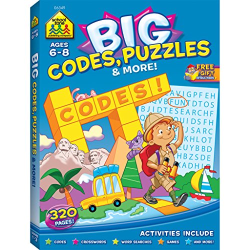Stock image for School Zone - Big Codes, Puzzles & More Workbook - 320 Pages, Ages 6 to 8, Kindergarten, 1st and 2nd Grade, Crossword Puzzles, Games, Riddles, Word Searches, and More (School Zone Big Workbook Series) for sale by HPB-Emerald