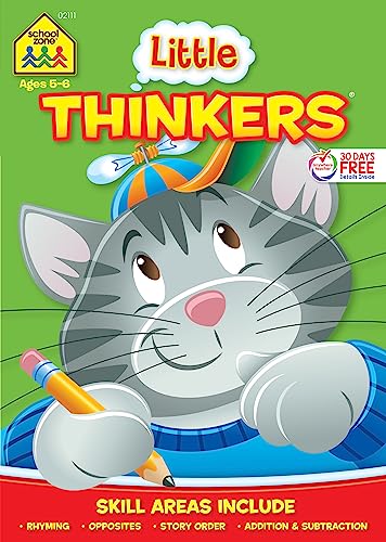 Stock image for School Zone - Little Thinkers Kindergarten Workbook - 32 Pages, Ages 5 to 6, Rhyming Words, Story Order, Addition, Subtraction, and More (School Zone Little Thinkers? Workbook Series) for sale by SecondSale