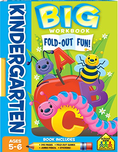 Stock image for School Zone - Big Fold-Out Fun! Kindergarten Workbook - Ages 5 to 6, Alphabet, ABCS, Uppercase Letters, Lowercase Letters, Numbers 1-100, Number Words, and More for sale by HPB Inc.