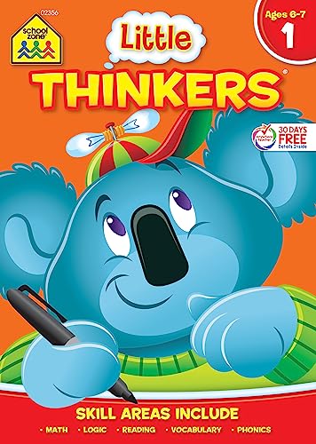 Stock image for School Zone - Little Thinkers First Grade Workbook - 64 Pages, Ages 6 to 7, 1st Grade, Math, Reading, Logic, Skip Counting, Money, Vocabulary, and More (School Zone Little Thinkers Workbook Series) for sale by GF Books, Inc.