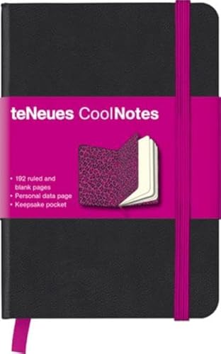 CoolNotes, Notizbuch, klein, Black/Leopard Pink Liniert und blanko. Mit Elastikband, Lesebändchen...