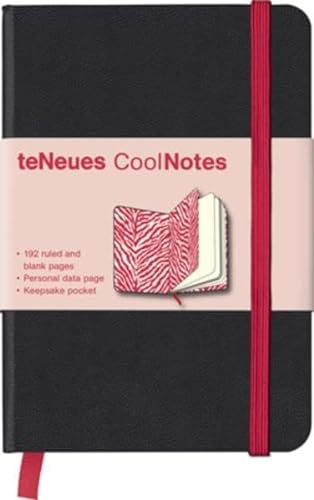 CoolNotes, Notizbuch, klein, Black/Zebra Red White Liniert und blanko. Mit Elastikband, Lesebändc...