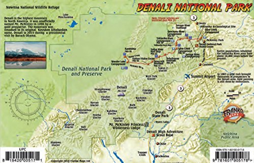 Stock image for Denali National Park Map & Wildlife Guide Franko Maps Laminated Card for sale by GF Books, Inc.