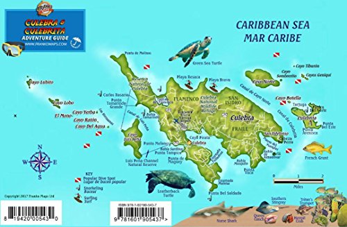 Imagen de archivo de Culebra Puerto Rico Dive Map & Coral Reef Creatures Guide Franko Maps Laminated Fish Card a la venta por GF Books, Inc.