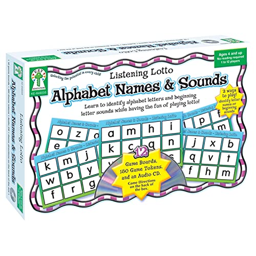 Stock image for Alphabet Names & Sounds: Learn to identify alphabet letters and beginning letter sounds while having the fun of playing lotto! for sale by Bargain Treasures