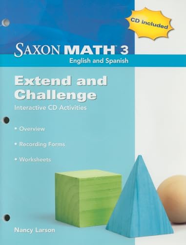 Stock image for Saxon Math 3: Extend and Challenge- Interactive CD Activities (Spanish and English Edition) for sale by Allied Book Company Inc.