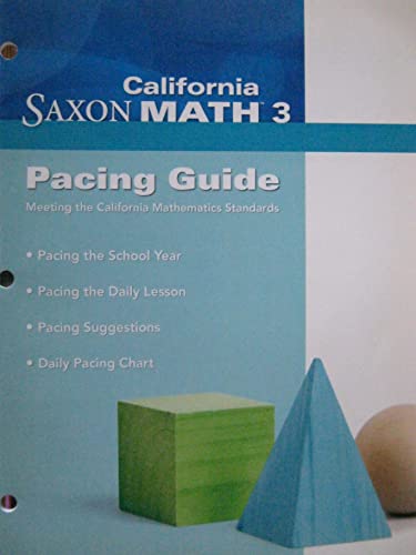 Stock image for Saxon Math 3, Pacing Guide for sale by McTed's Books
