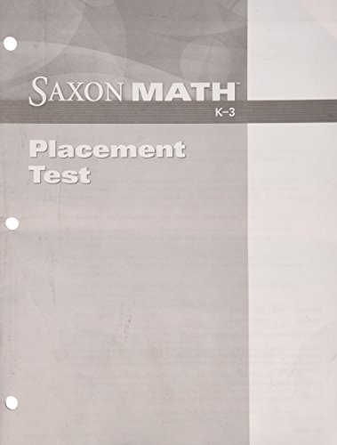 Beispielbild fr Saxon Math k-3 Placemant Test. (Paperback) zum Verkauf von Nationwide_Text