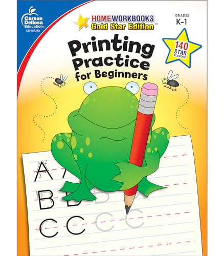 Printing Practice for Beginners, Grades K - 1: Gold Star Edition (Home Workbooks)