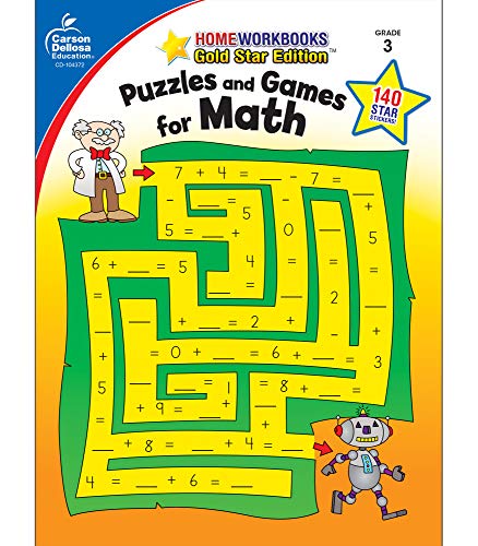 9781604188035: Puzzles and Games for Math, Grade 3: Gold Star Edition (Homeworkbooks)