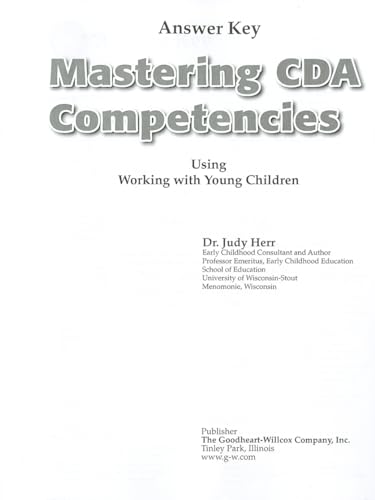 9781605257136: Mastering CDA Competencies Using Working with Young Children Answer Key