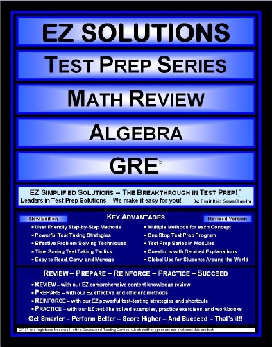 Imagen de archivo de EZ Solutions - Test Prep Series - Math Review - Algebra - GRE (Edition: Updated. Version: Revised. 2015) a la venta por HPB-Red