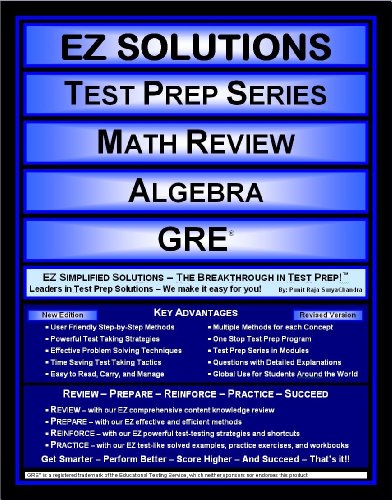Stock image for EZ Solutions - Test Prep Series - Math Review - Algebra - GRE (Edition: Updated. Version: Revised. 2015) for sale by HPB-Red