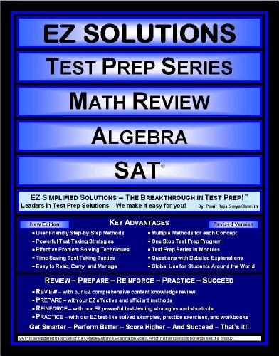 Beispielbild fr EZ Solutions - Test Prep Series - Math Review - Algebra - SAT (Edition: Updated. Version: Revised. 2015) zum Verkauf von HPB-Red