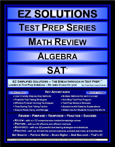 Imagen de archivo de EZ Solutions - Test Prep Series - Math Review - Algebra - SAT (Edition: Updated. Version: Revised. 2015) a la venta por HPB-Red