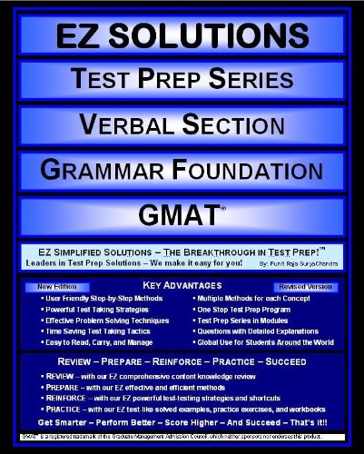 Beispielbild fr EZ Solutions - Test Prep Series - Verbal Section - Grammar Foundation - GMAT (Edition: Updated. Version: Revised. 2015) (EZ Test Prep) zum Verkauf von The Book Bin