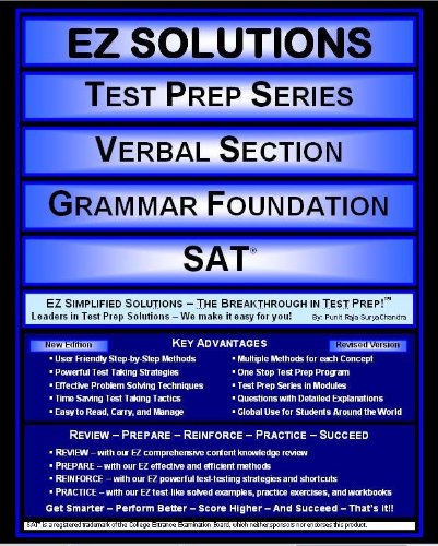 Imagen de archivo de EZ Solutions - Test Prep Series - Verbal Section - Grammar Foundation - SAT (Ez Test Prep) a la venta por Ergodebooks