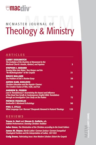 McMaster Journal of Theology and Ministry, Volume 9 (9781606083987) by Porter, Wendy