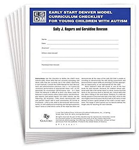 9781606236338: Early Start Denver Model Curriculum Checklist for Young Children with Autism, Set of 15 Checklists, Each a 16-Page Two-Color Booklet