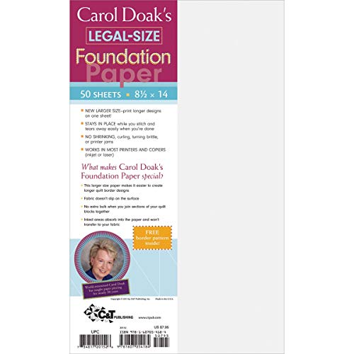 9781607054184: Carol Doak's Legal Size Foundation Paper: 50 Sheets, 8 1/2” x 14”