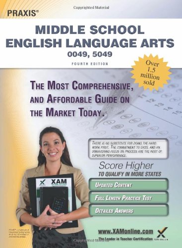Stock image for Praxis Middle School English Language Arts 0049, 5049 Teacher Certification Study Guide Test Prep for sale by ZBK Books