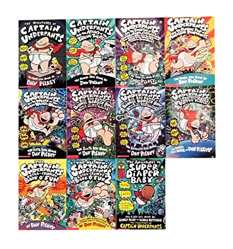 Captain Underpants Series - Complete 11 Book Collection - Adventures of Captain Underpants, Captain Underpants and the Preposterous Plight of the Purple Potty People, Captain Underpants and the Big, Bad Battle of the Bionic Booger Boy, Part 1 (9781608840687) by Dav Pilkey