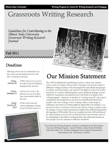 Stock image for Grassroots Writing Research Journal - Issue 3.1 for sale by Hawking Books