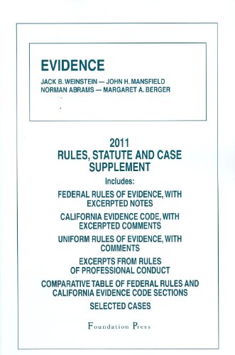 Stock image for Evidence, 2011 Rules and Statute Supplement for sale by Ergodebooks